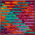 Interleave#2: Sunset over water, 24x24" machine pieced and quilted