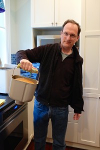 Chuck removing the Whole Wheat Ricotta bread from the bread machine