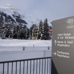 arriving at the registration center in Davos
