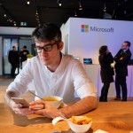 Anthony having lunch at Microsoft Lounge, WEF 2016